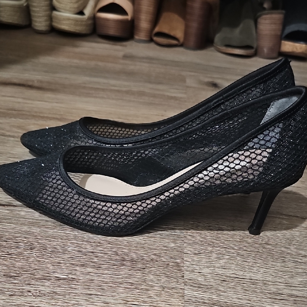 Nina Black Mesh Heels - Picture 6 of 11